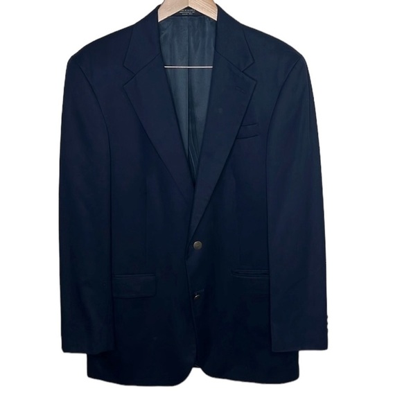 Oscar de la Renta Navy Wool 2 Button Sportscoat Blazer Men Size 40 Long BLEMISH - Picture 1 of 6